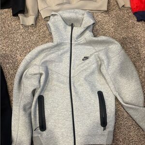 Nike Tech Light Gray Hoodie with Black Accents